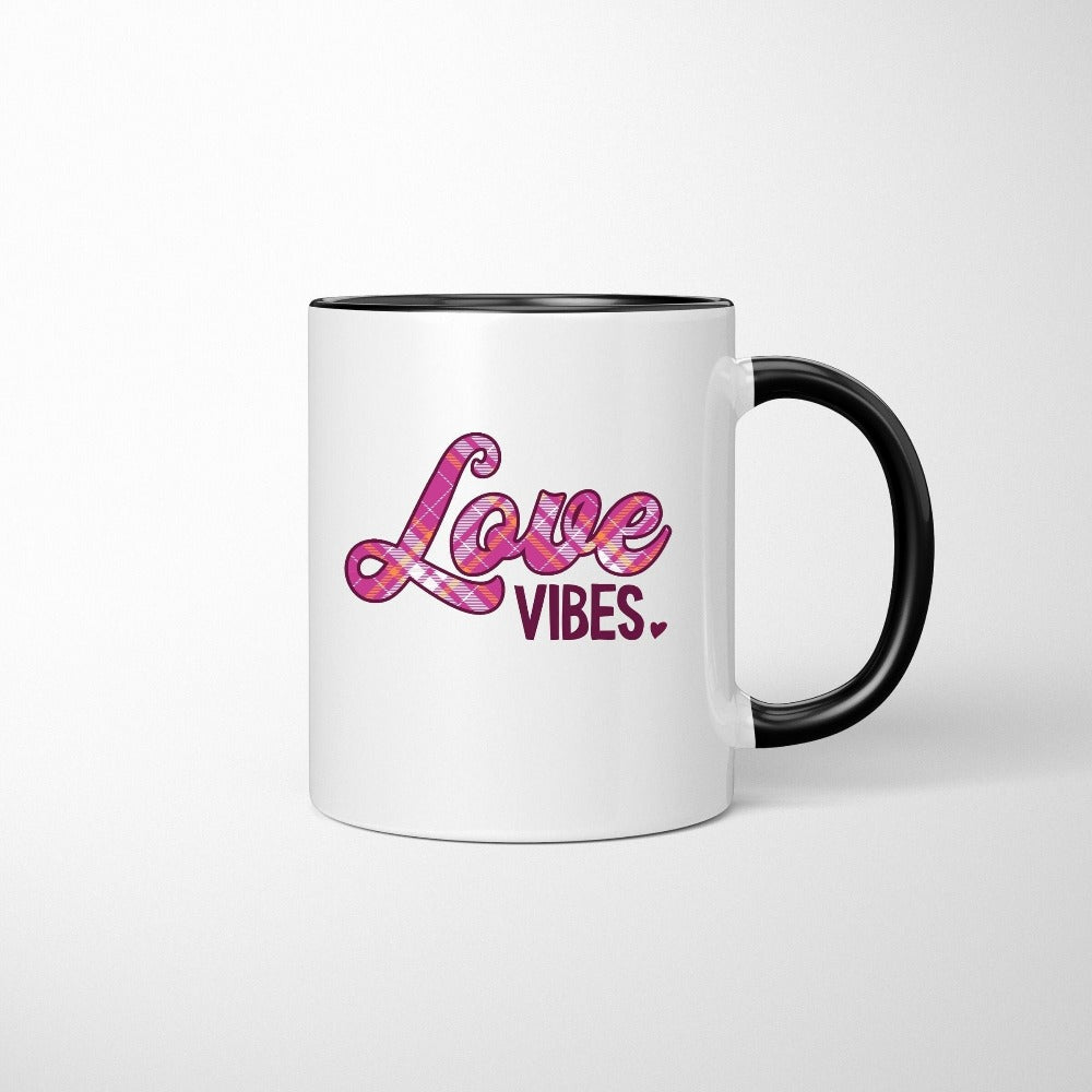 Valentine's Day Mug, Heart Day Anniversary Couple Mug, Valentines Day Gift for Her Him, Love Vibes Valentine Coffee Mug, Family Vday
