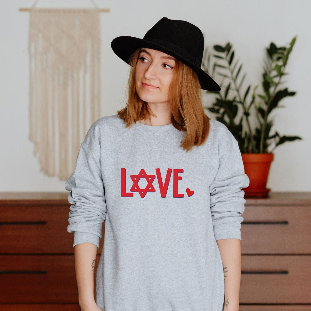 Valentine's Day Sweatshirt, Couple Matching Valentines Shirt, Jewish Gift for Girlfriend, Love Vday Crewneck Sweater for Women Wife