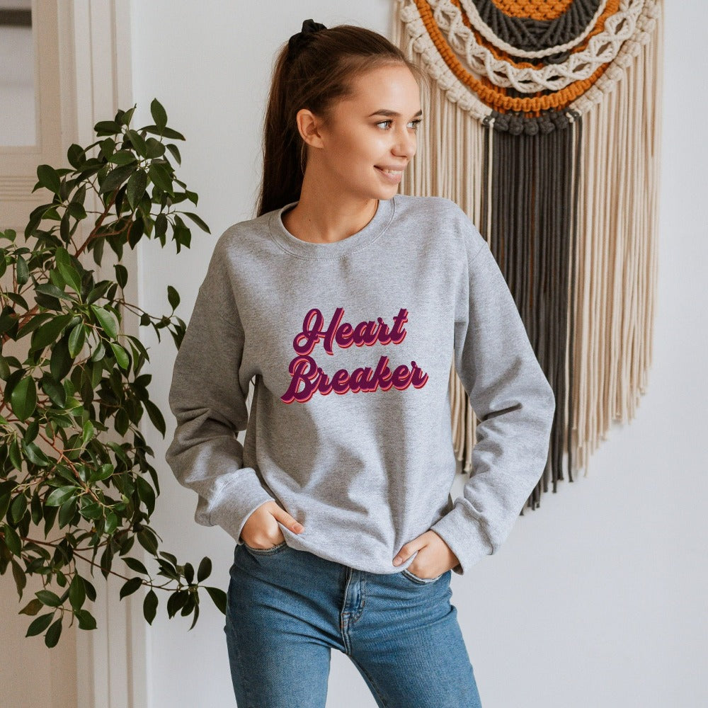 Valentine's Day Sweatshirt Gift, Girl's Heart Graphic Shirt, Funny Gift for Valentines, Vday Top, Heartbreaker Love Valentine Sweater