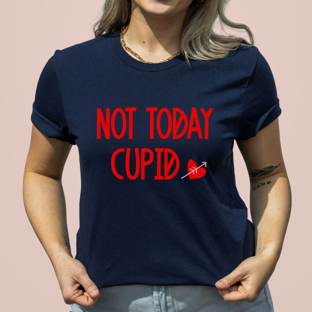 Valentine's Day TShirt, Valentines Shirt for Women, Valentine Love Cupid T-Shirt, Funny Single Squad Matching Valentine, Humorous Tee