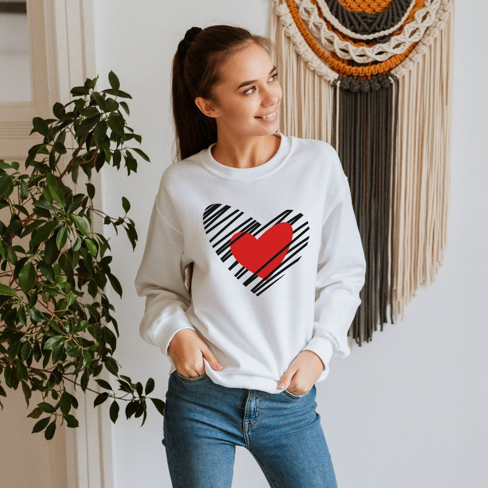 Valentine's Heart Sweatshirt, Valentine Shirt for Woman, Graphic Heart Sweater, Scribble Heart Valentines Day, Family Matching Shirts