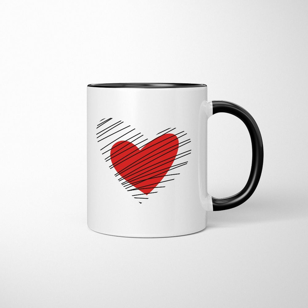 Valentine's Red Heart Mug, Couple Coffee Cups for Valentines VDay, Valentines Day Gift for Mom Wife Girlfriend, Anniversary Valentine 