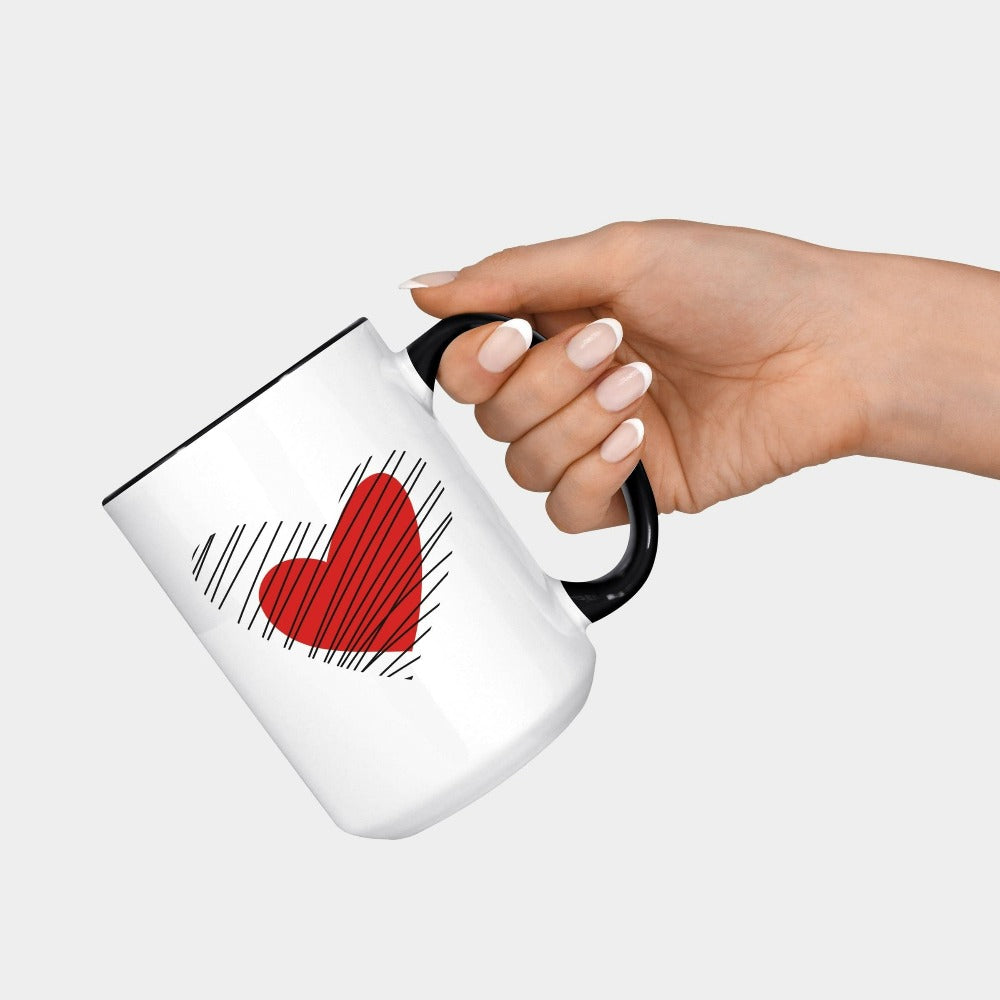 Valentine's Red Heart Mug, Couple Coffee Cups for Valentines VDay, Valentines Day Gift for Mom Wife Girlfriend, Anniversary Valentine 