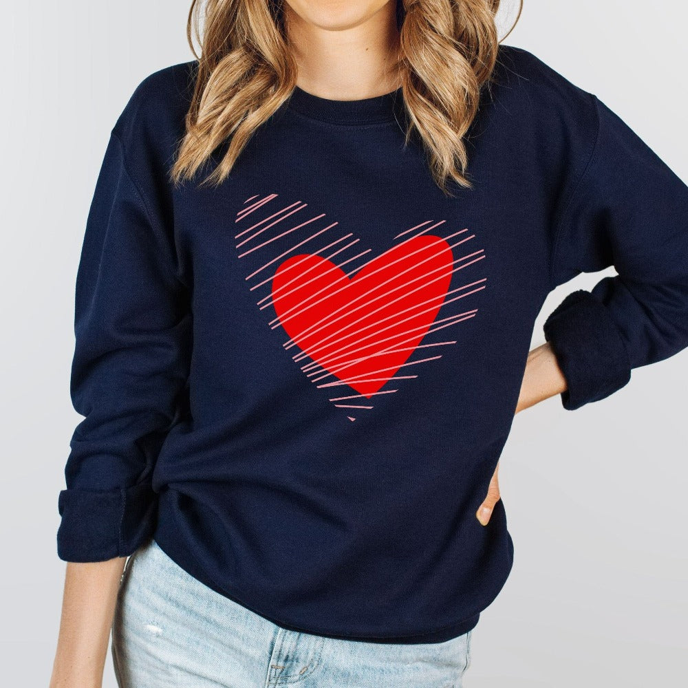 Valentine's Sweatshirt Gift, Valentines Day Sweater, Heart Sweatshirt Top, Vday Heart's Day Women's Apparel, Valentine Gift for Her 