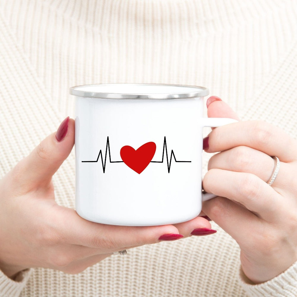 Valentines Coffee Mug, Emergency Nurse Mug, Nurse Ceramic Valentine Mug, Valentine's Day Gift, Anniversary Love Heart Cups, ER ED Mug 