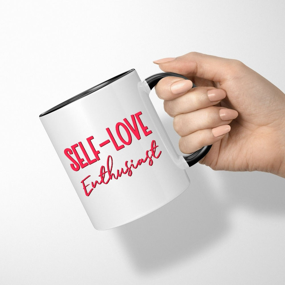 Valentines Coffee Mug Gift, Hello Valentine Mug for Girlfriend Fiancée, Love Yourself Self Love Valentine's Day Gift, Heart Love Mug 