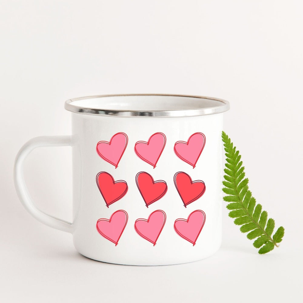 Valentines Coffee Mug, Retro Valentine's Day Gift, Teachers Heart Cup, Valentine Mug for Family Friends, Couple Beverage Ceramic Mug 