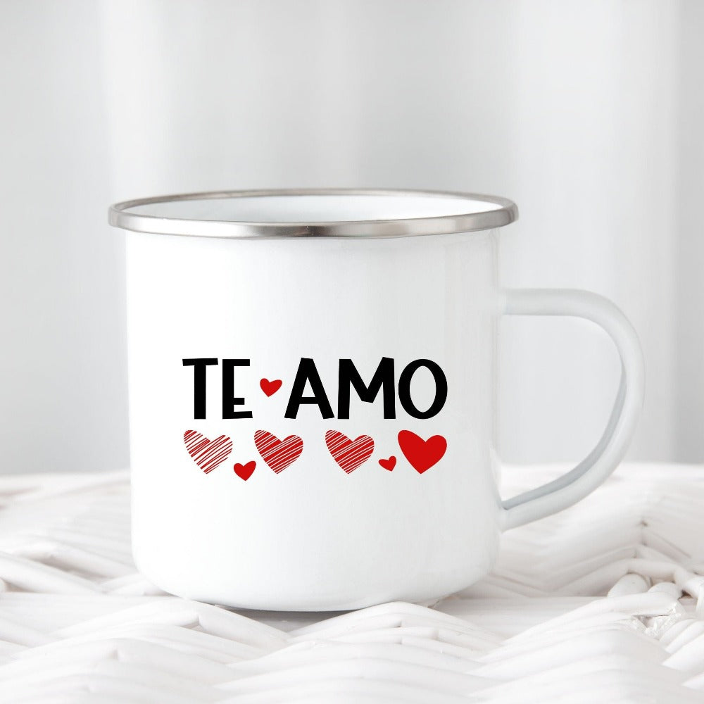 Valentines Coffee Mug, Spanish I Love You Mug, Te Amo Coffee Cup, Valentines Day Gift for Wife Spouse, Taza De Café Regalo Para Ella 