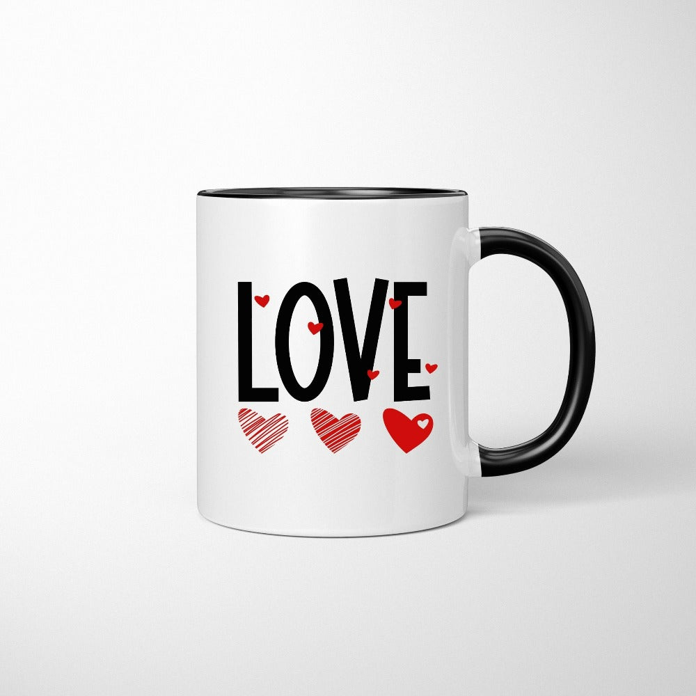 Valentines Coffee Mug, Valentine Mug for Boyfriend Girlfriend, Valentines Teacher Mug, Cute Heart Coffee Cup, Retro Valentines Gifts