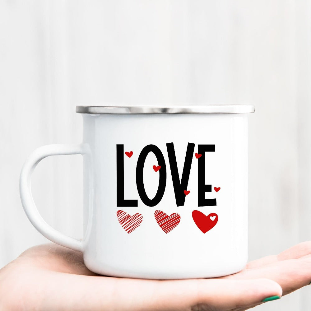 Valentines Coffee Mug, Valentine Mug for Boyfriend Girlfriend, Valentines Teacher Mug, Cute Heart Coffee Cup, Retro Valentines Gifts 