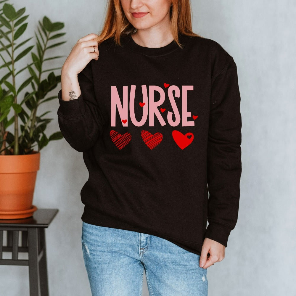 Valentines Day Gift for RN Nurse, Nurse Crew Matching Shirt, Registered Nurse Pullover, Cute Valentines Sweatshirt, ER Nurse Apparel 