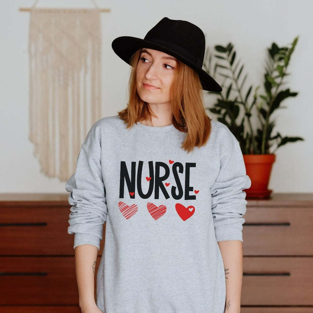 Valentines Day Gift for RN Nurse, Nurse Crew Matching Shirt, Registered Nurse Pullover, Cute Valentines Sweatshirt, ER Nurse Apparel 