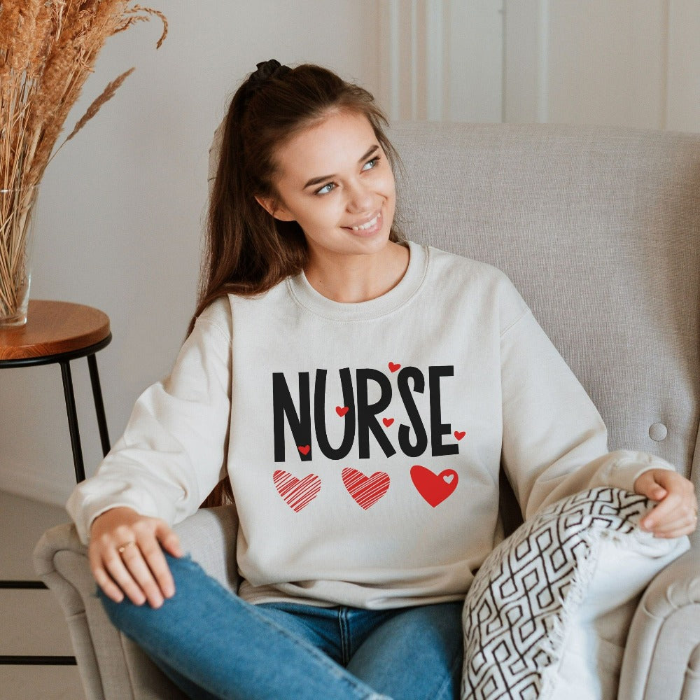 Valentines Day Gift for RN Nurse, Nurse Crew Matching Shirt, Registered Nurse Pullover, Cute Valentines Sweatshirt, ER Nurse Apparel