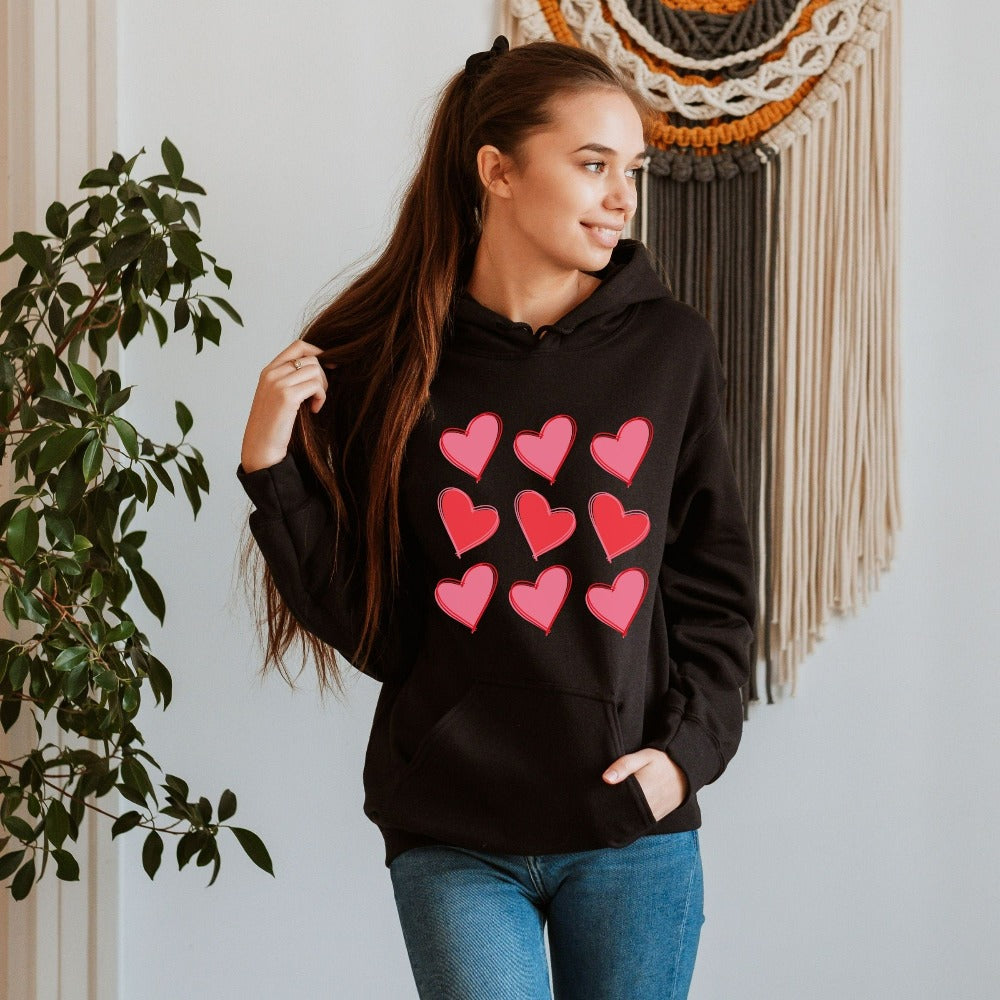 Valentines Day Gift for Women, Matching Heart Sweatshirt, Girls Valentine's Day Outfit, Teacher Valentine Hoodie, VDay Sweater