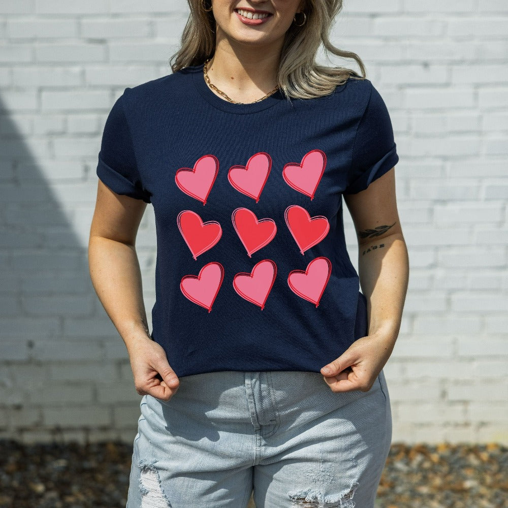 Valentines Day T-Shirt, Cute Heart Shirt Gift for Girlfriend, Graphic Valentines Tee, Valentine's Outfit Idea, Women Heart Tee