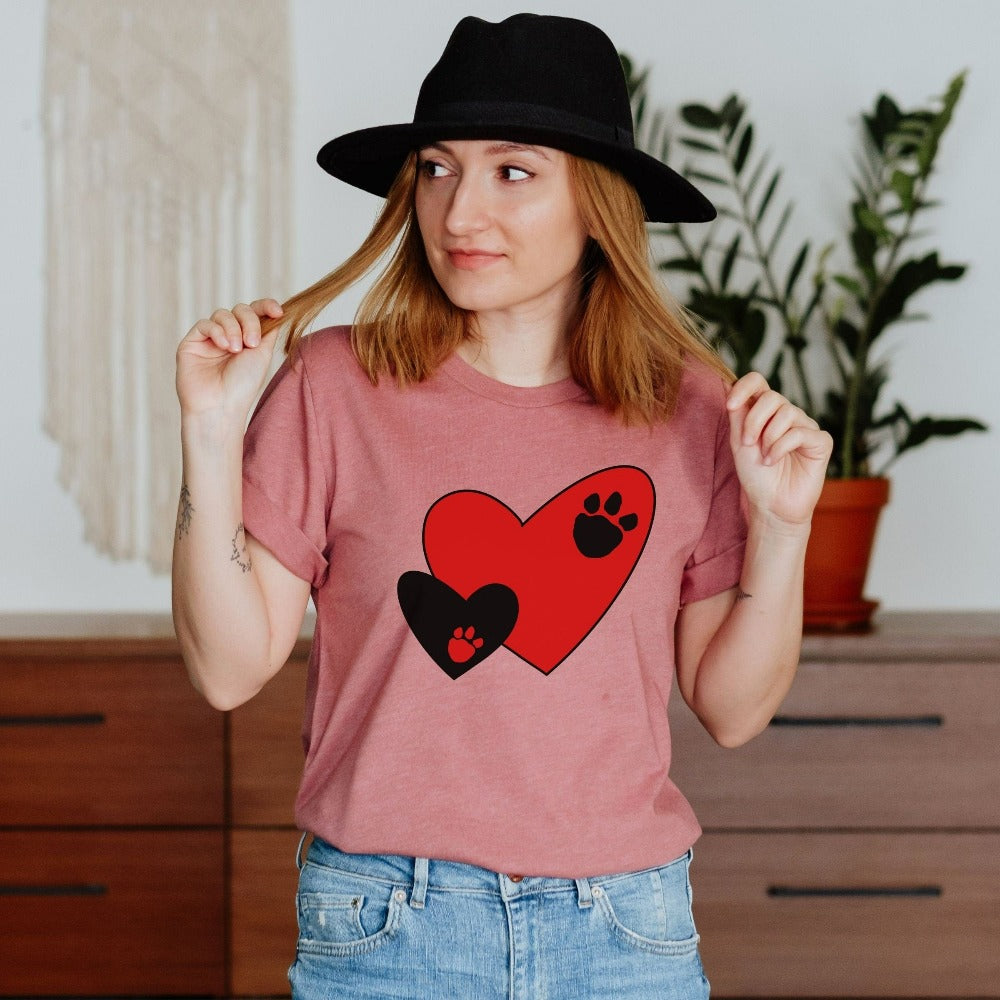 Valentines Shirt for Dog Cat Lover, Paw Lover Gifts, Mom Dog TShirt, Paw Print T-Shirt, Animal Lover Pet Owner Valentine's Tee