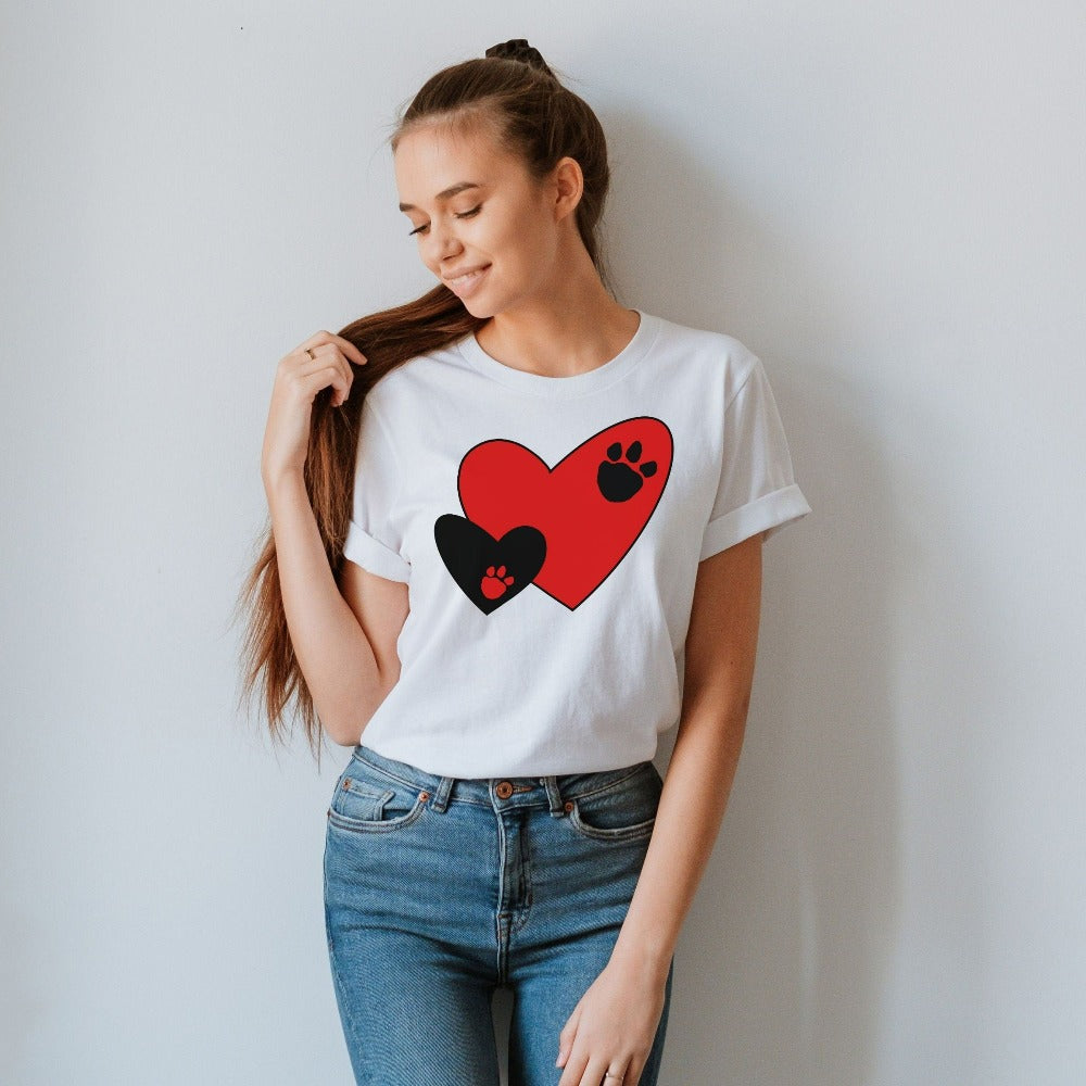 Valentines Shirt for Dog Cat Lover, Paw Lover Gifts, Mom Dog TShirt, Paw Print T-Shirt, Animal Lover Pet Owner Valentine's Tee