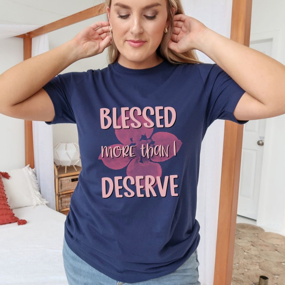 This empowered Christian t-shirt is a perfect gift idea. A cute tee that has an inspirational sayings to feel blessed and have faith to God. A perfect gift to your religious mom, wife, friend and family on birthday, Easter and Christmas.
