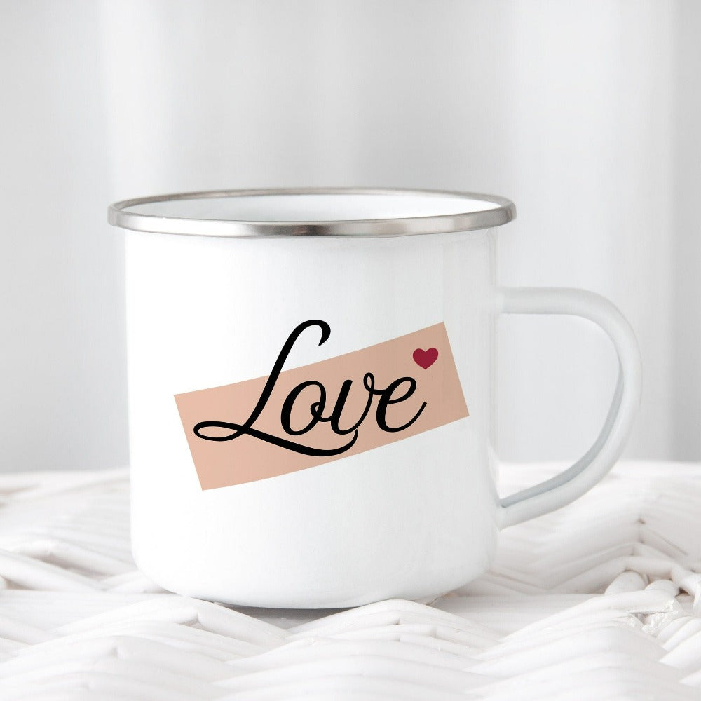 Adorable Love coffee mug with heart expresses self love, love to others and is a thoughtful gift for people you care about including yourself. This can be a matching couples beverage cup, honeymoon souvenir, or engagement gift idea for bride and groom. Great birthday, Christmas holiday, Mother's day, Valentines, wedding, engagement or anniversary gift for wife, spouse, husband, girlfriend, fiancée, mom, daughter, sister, best friend, aunt and more.