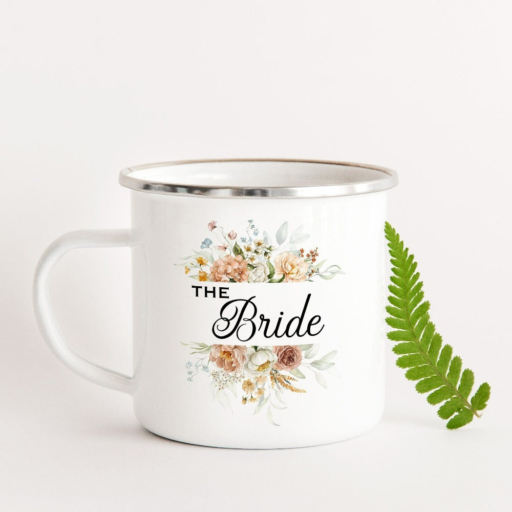 This floral bride coffee mug is cute thoughtful gift for anyone getting ready for a wedding. Works as an engagement announcement surprise, bachelorette party gift from bridesmaid or maid of honor, or favorite beverage cup while planning your dream wedding. If you know a soon to be bride, future Mrs. friend, or future daughter-in-law, this mug is a great gift idea for her.