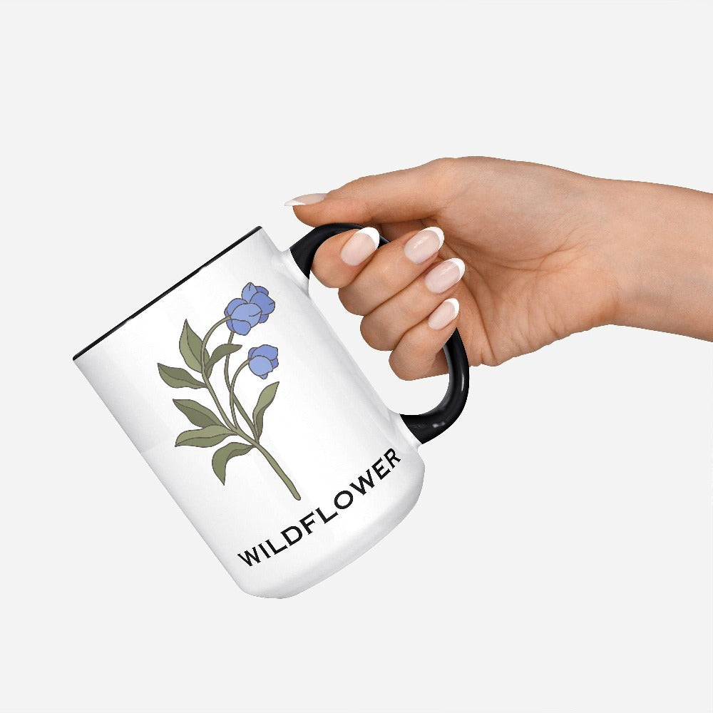 This minimalist wildflower graphic coffee mug is elegant and perfect gift idea for mom, daughter, teenager, sister, best friend especially if they love the outdoors, nature, plants or flowers. The floral boho cottage core look is great for both home and office settings and works as a birthday, Christmas holiday, Mother's Day, anniversary or Thanksgiving present.