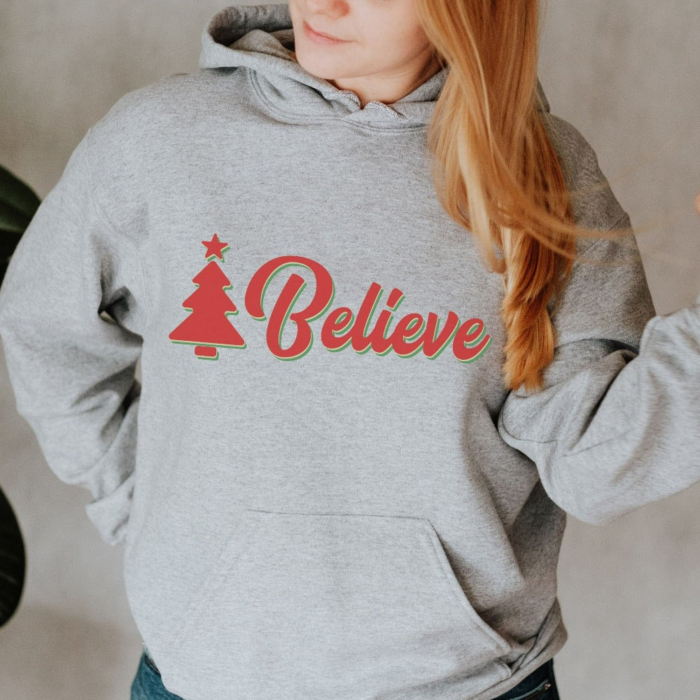 Women Christmas Sweatshirts, Christmas Believe Sweater, Merry Christmas Family Matching Shirt, Xmas Party Sweatshirt, Christmas Gift, Holiday Shirt