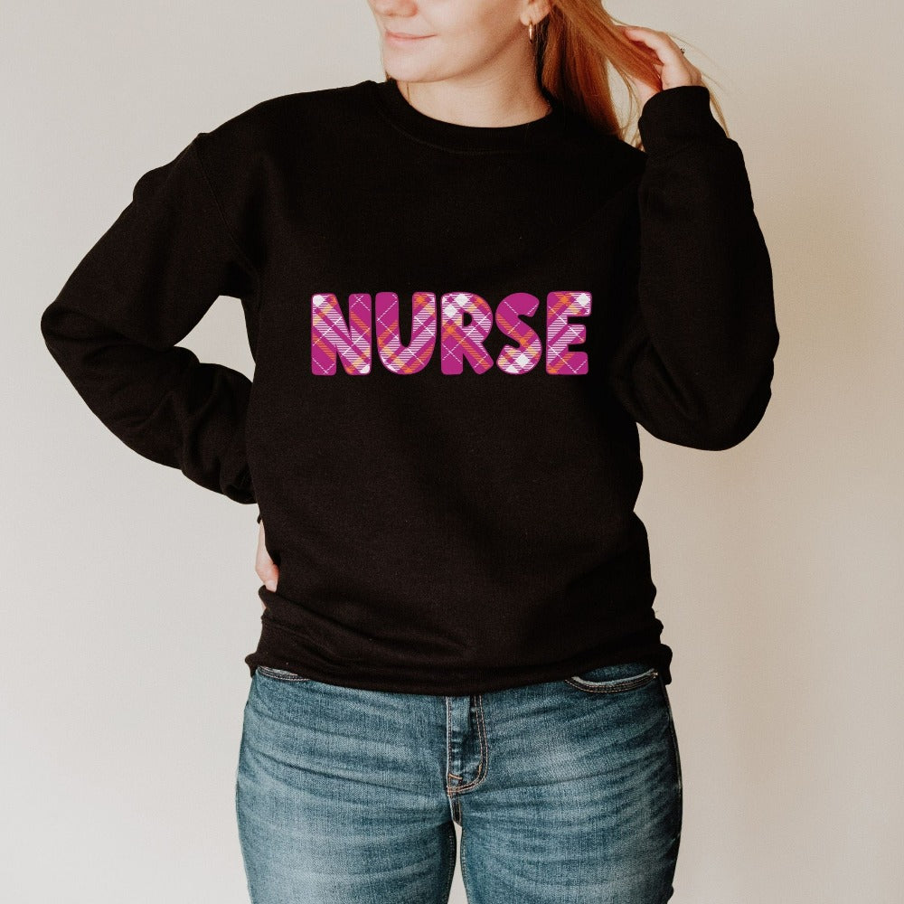 Women's Holiday Sweatshirt, Nurse Christmas Sweater, Ugly Christmas Present, Cute Nurse Sweatshirt, Gift for New Nurse, Nurse Outfit