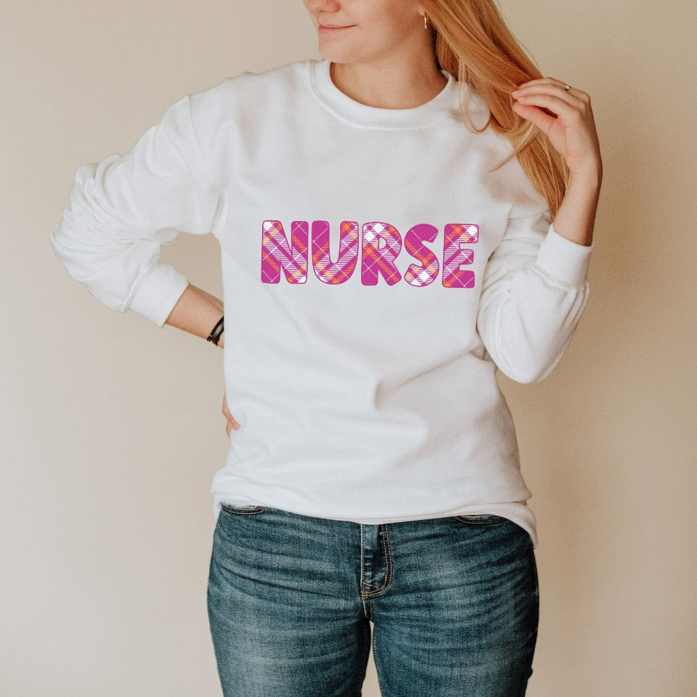 Women's Holiday Sweatshirt, Nurse Christmas Sweater, Ugly Christmas Present, Cute Nurse Sweatshirt, Gift for New Nurse, Nurse Outfit