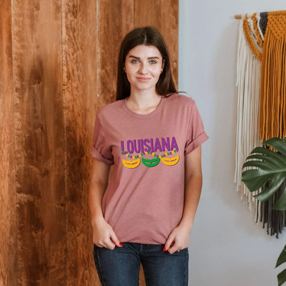 Women's Mardi Gras Shirt, Couples Louisiana T-Shirt, Mardi Gras Shirt, Shrove Tuesday Gift, New Orleans T-Shirt, Fat Tuesday