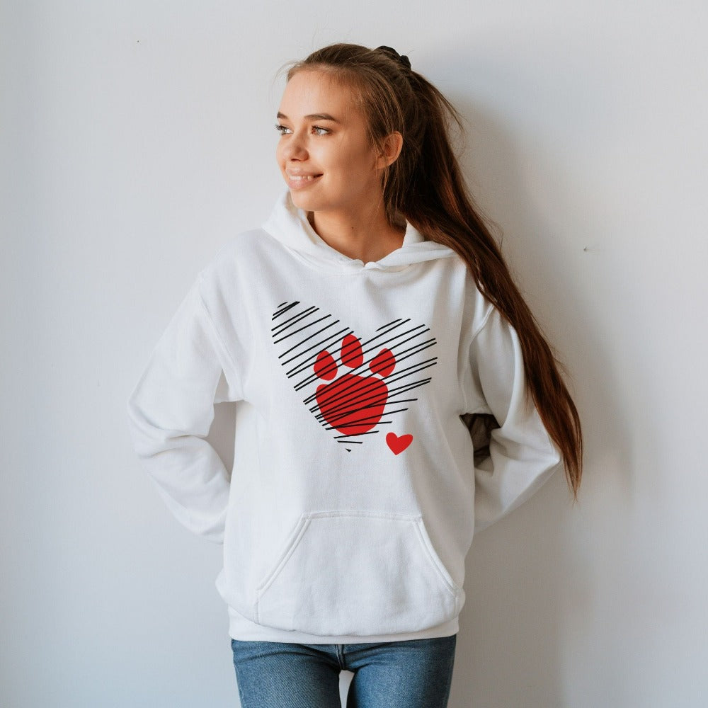 Women's Valentine Crewneck Sweatshirt, Paw Heart Sweater, Dog Owner Paw Love Shirt, Valentine Shirt for Dog Lovers, Mom Outfit 