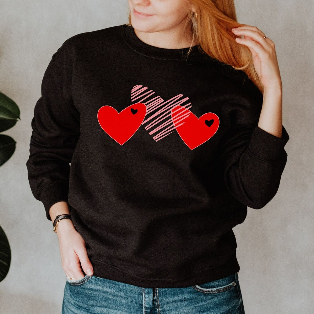 Women's Valentine Sweatshirt, Teacher Valentines Day Sweater, Valentine's Day Gift for Women, Scribble Heart Sweatshirt, Vday Shirt  