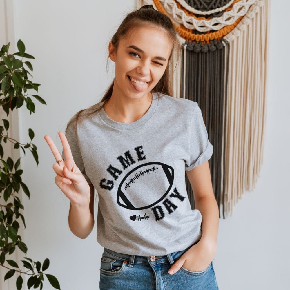 We all love sports like football, basketball and volleyball. This game day t-shirt will be great for sport lover like mom, dad, son, girlfriend and boyfriend while having a great time watching playoffs or match. A sporty shirt during championship game.