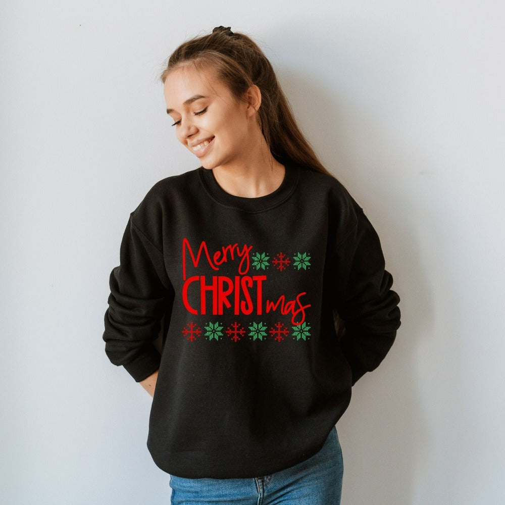 Womens Holiday Sweatshirt, Xmas Stocking Stuffer, Christmas Family Sweatshirt, Holiday Party Shirt for Wife Sister, Year End Party Christmas Gifts