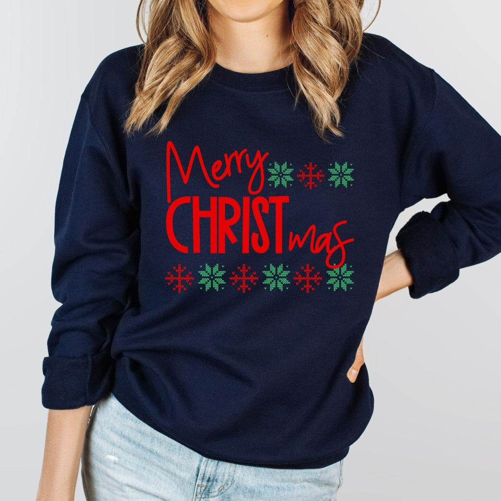 Womens Holiday Sweatshirt, Xmas Stocking Stuffer, Christmas Family Sweatshirt, Holiday Party Shirt for Wife Sister, Year End Party Christmas Gifts